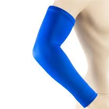 Sports Arm Sleeve Blue Lycra Simpex White Madhukar Sports