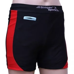 Swimming Mens Shorts With Pocket Simpex Black Red Madhukar Sports