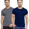 Men's Premium 100% Cotton Round Neck - Half Sleeve Solid Summer T-Shirts - Pack of 2 Pcs