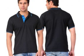 Men's Organic Cotton Polo Black With Royal T-Shirt