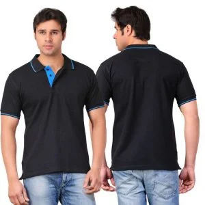 Scott Black With Royal Strip Polo T Shirts