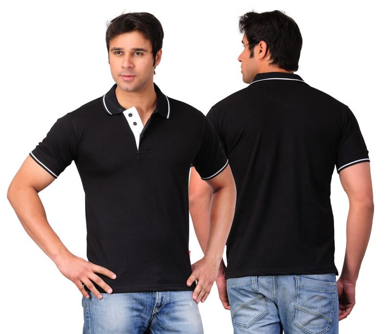 Men's Organic Cotton Polo Black With White T-Shirt