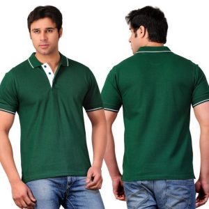 Scott Dark Green Or Bottle Green With White Strip Polo T Shirts