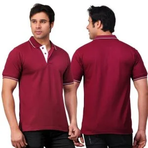 Scott Maroon With White Strip Polo T Shirts