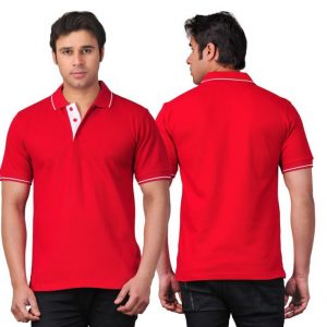 Scott Red With White Strip Polo T Shirts