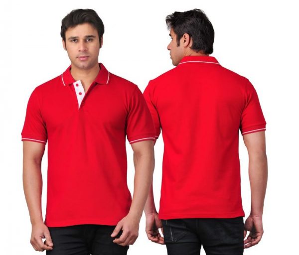 Scott Red With White Strip Polo T Shirts