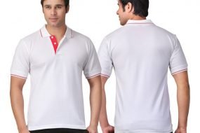 Men's Organic Cotton Polo White with Red T-Shirt