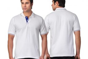 Men's Organic Cotton Polo White with Royal T-Shirt