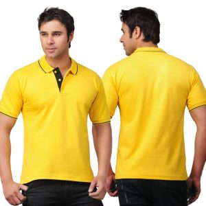 Scott Yellow With White Strip Polo T Shirts