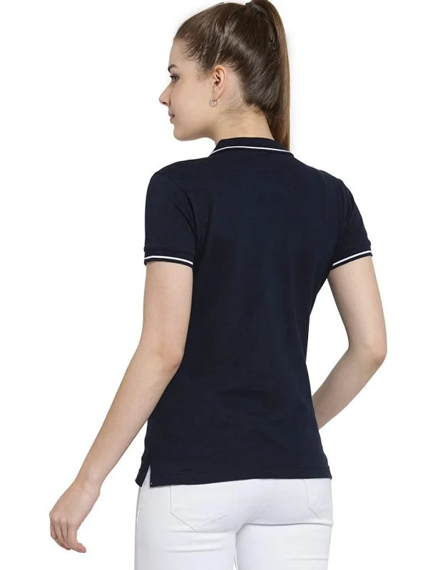 Women's 100% Pure Organic Cotton Polo T Shirt Black Back