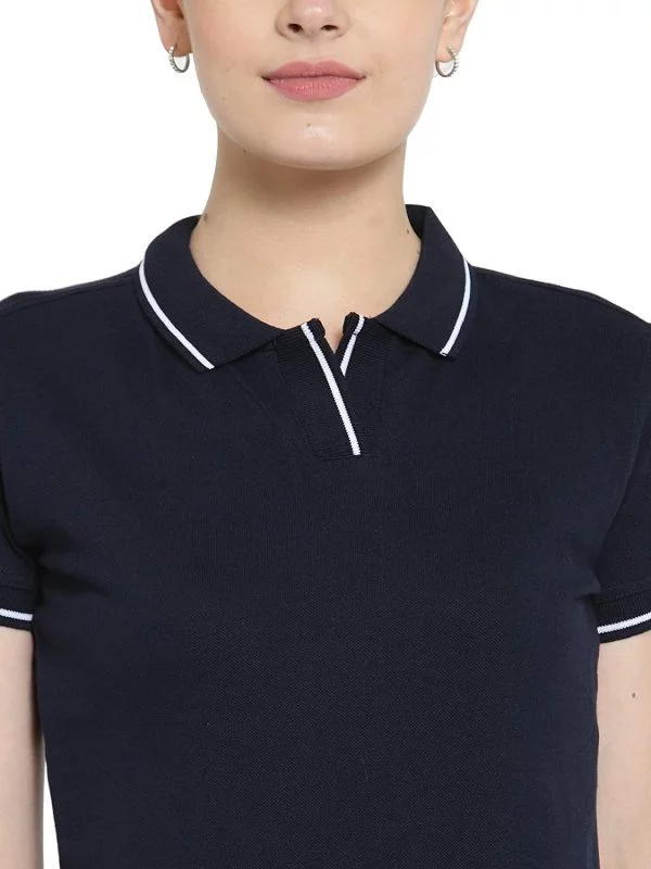 Women's 100% Pure Organic Cotton Polo T Shirt Black Chest