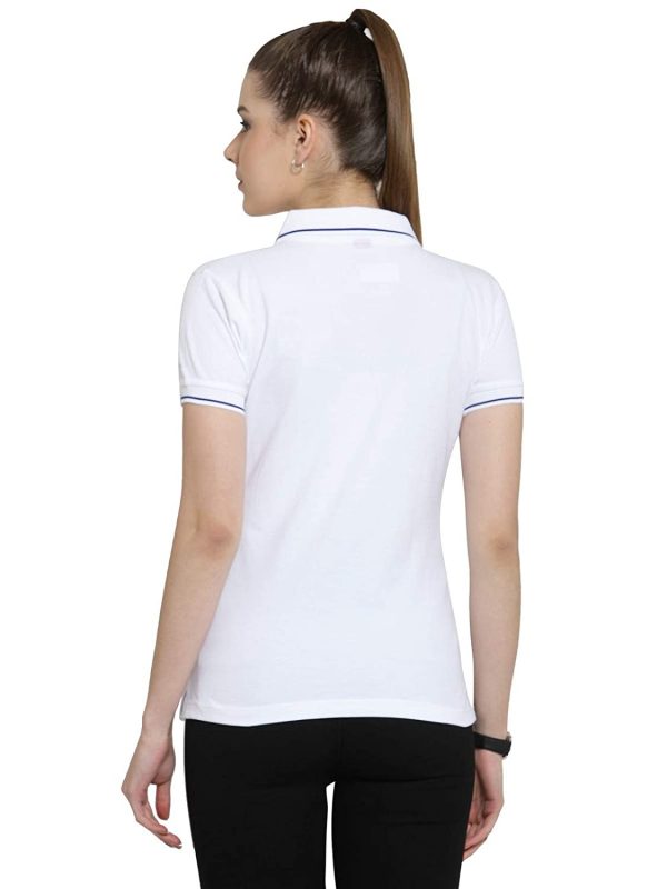 Women's 100% Pure Organic Cotton Polo T Shirt White Back