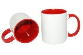 Inner and Handle Red Colour Mugs Full Customization